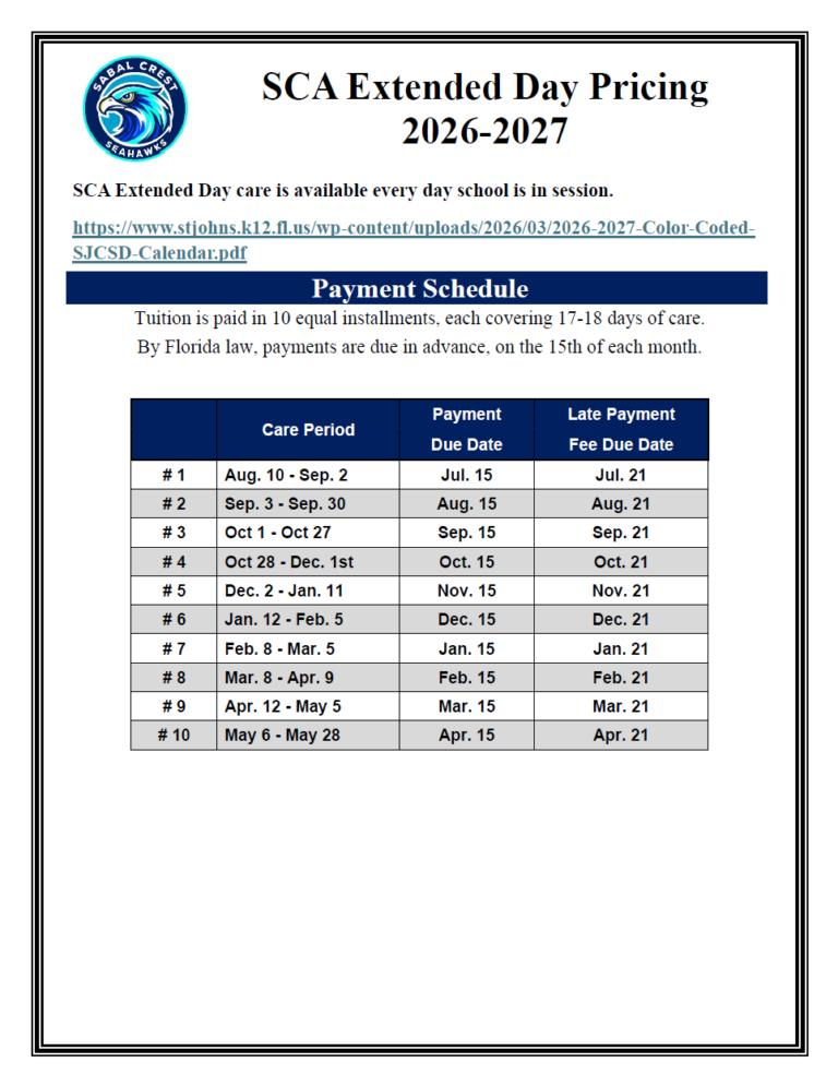 Extended Day Pricing screenshot